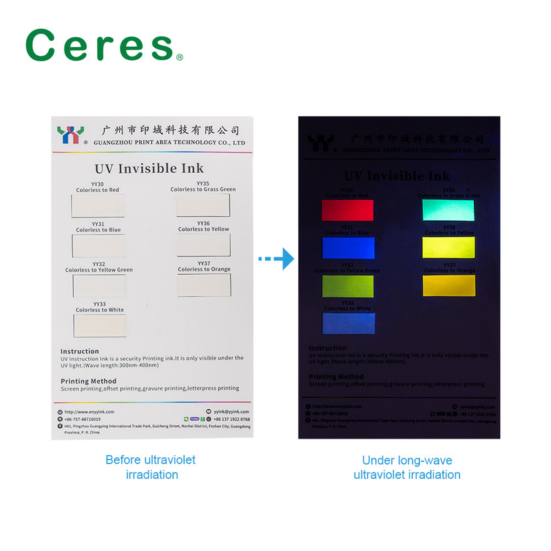 Impressão offset Tinta UV Invisível Incolor A Amarelo Normal Seco