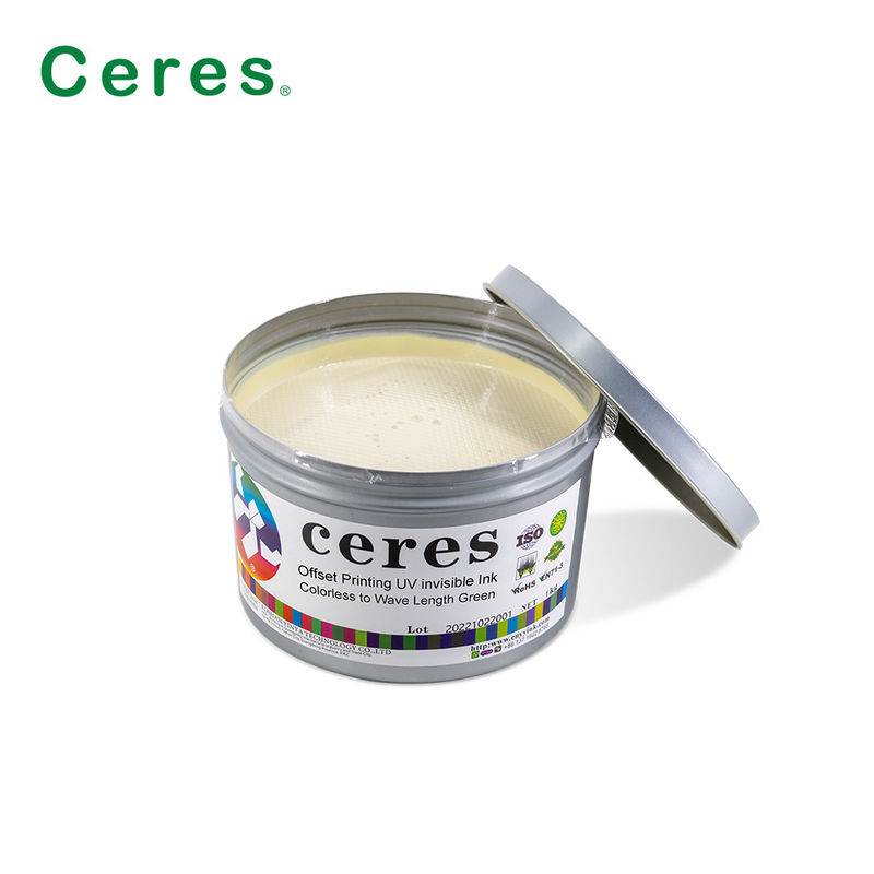 Ceres UV tinta invisível incolor a verde normal seco