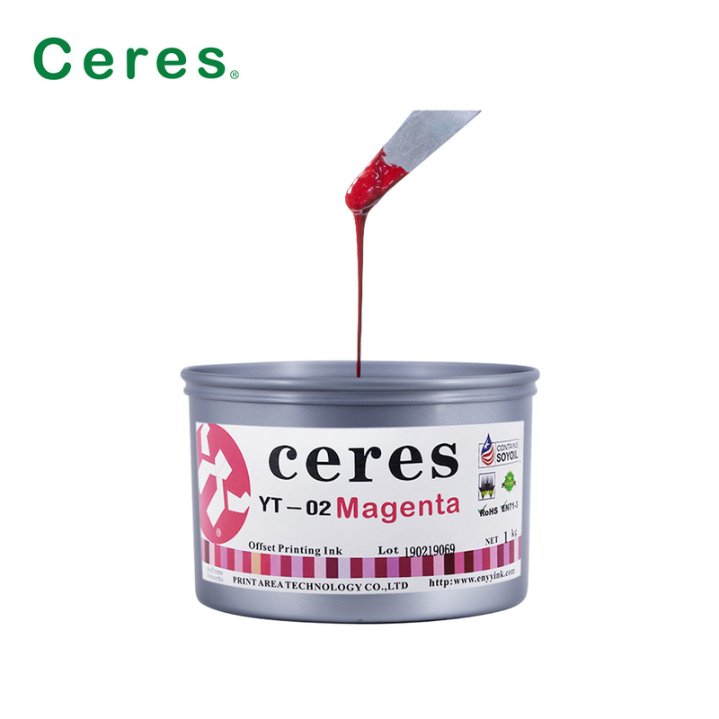 Cores brilhantes Offset Impressão de tinta Papel de alto brilho Cmyk Tintas Magenta