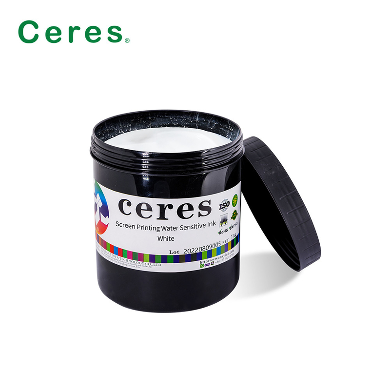 Tinta sensível à água de cor branca para impressão em tela de papel e tecidos