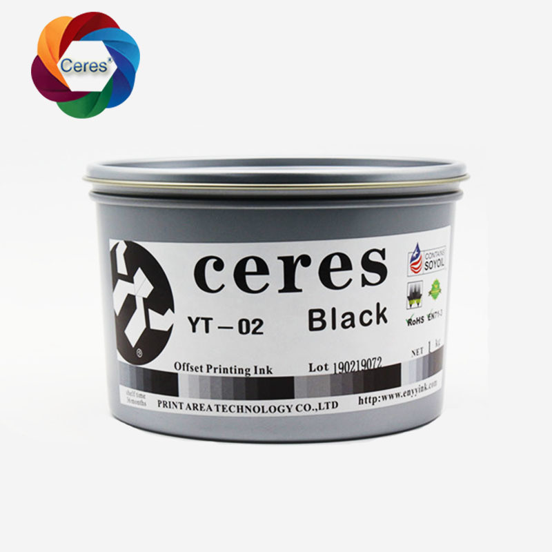 Ceres Tinta de impressão de offset UV não tóxica de alta concentração para papel CMYK Cor 1 kg/latas
