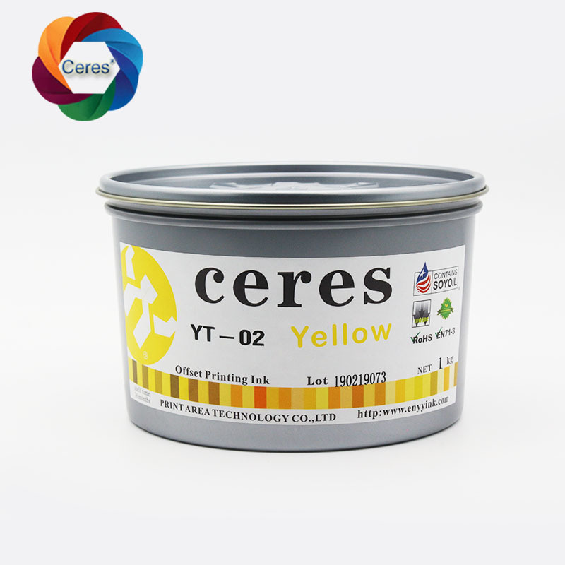 Ceres Tinta de impressão de offset UV não tóxica de alta concentração para papel CMYK Cor 1 kg/latas