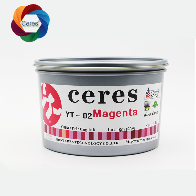 Ceres Tinta de impressão de offset UV não tóxica de alta concentração para papel CMYK Cor 1 kg/latas