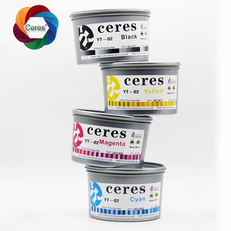 Ceres Tinta de impressão de offset UV não tóxica de alta concentração para papel CMYK Cor 1 kg/latas