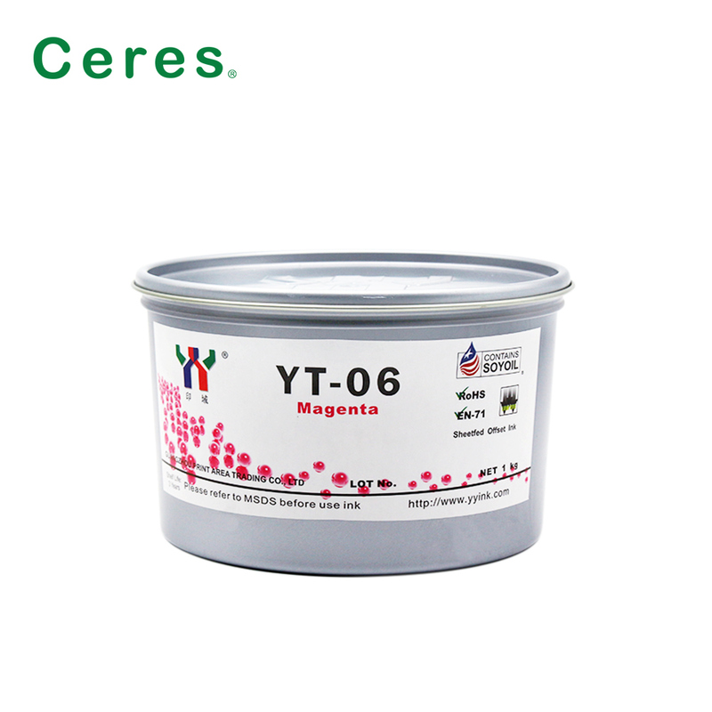 Tinta de impressão offset à base de solvente Ceres YT-06 para melamina com embalagem de 1KG/LATA e qualidade de grau A+