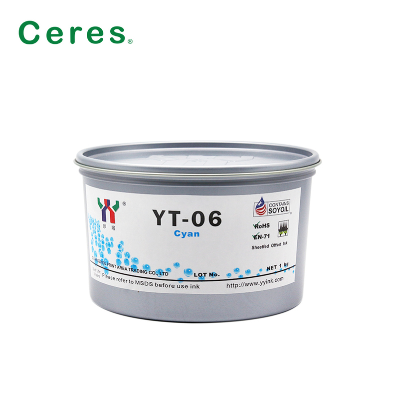 Tinta de impressão offset à base de solvente Ceres YT-06 para melamina com embalagem de 1KG/LATA e qualidade de grau A+