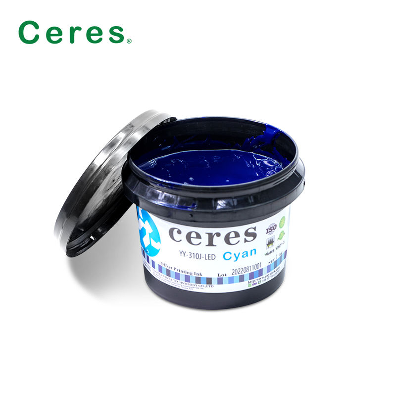 Ceres YY-310 UV LED Offset Tinta com espessura de 100 ~ 150um e CMYK Pantone cores para impressão de alta qualidade