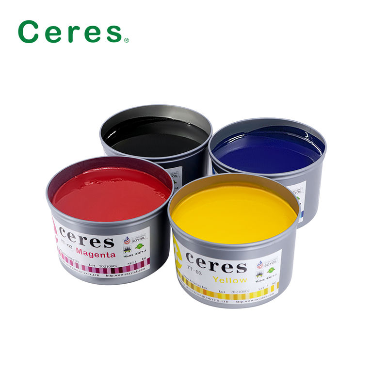 Ceres YT-03 Tinta Offset de Soja de Secagem Rápida Eco-Amigável de Alto Brilho para Impressão CMYK
