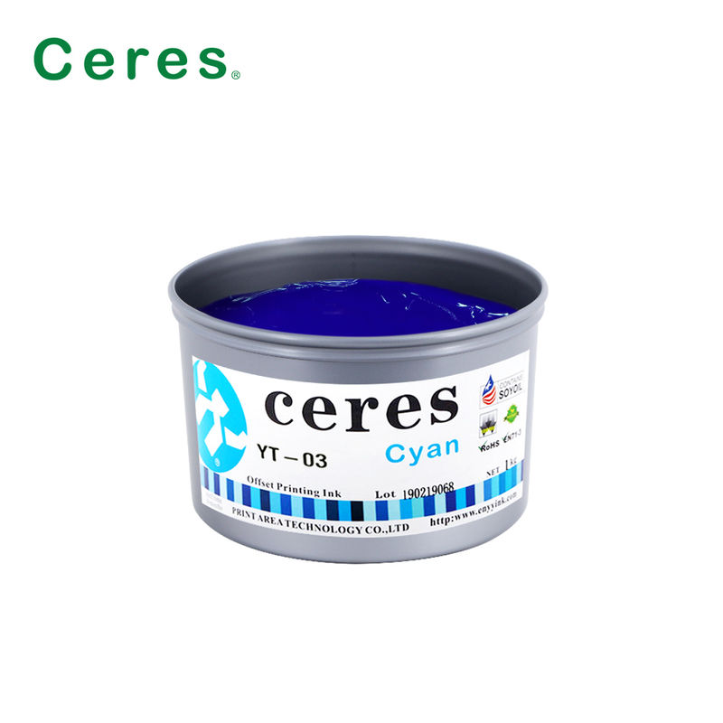 Ceres YT-03 Tinta Offset de Soja de Secagem Rápida Eco-Amigável de Alto Brilho para Impressão CMYK