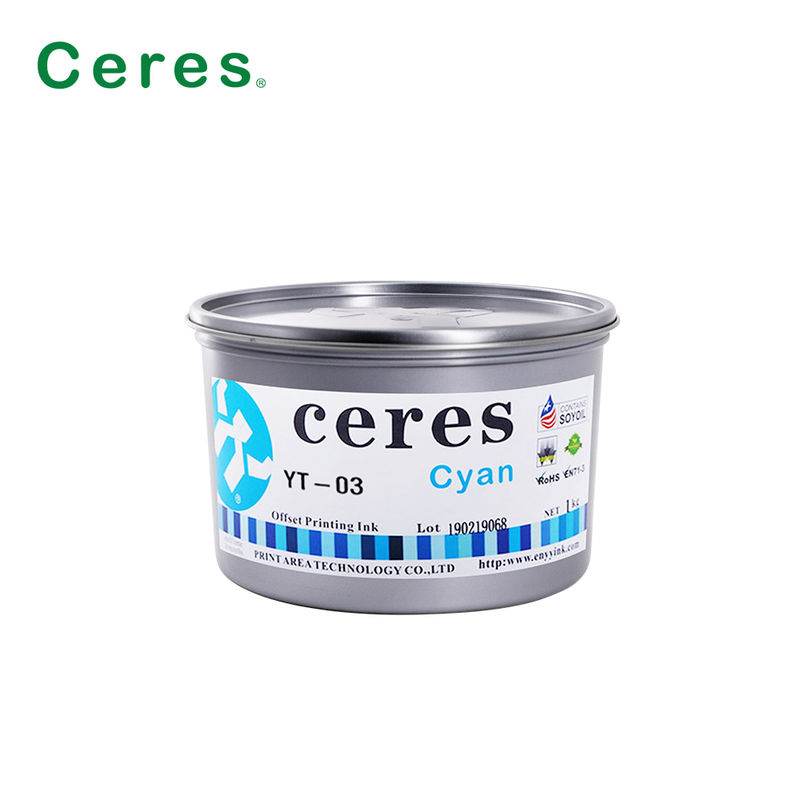 Ceres YT-03 Tinta Offset de Soja de Secagem Rápida Eco-Amigável de Alto Brilho para Impressão CMYK