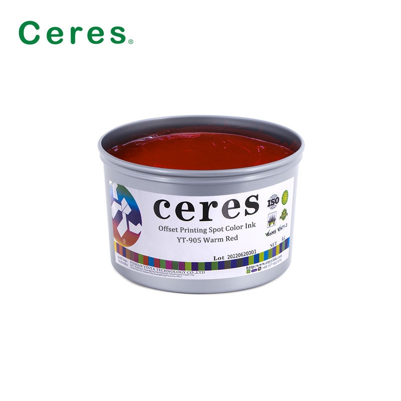 Tinta de impressão offset de cor de ponto Pantone vermelho quente de secagem rápida YT-905 com alta opacidade