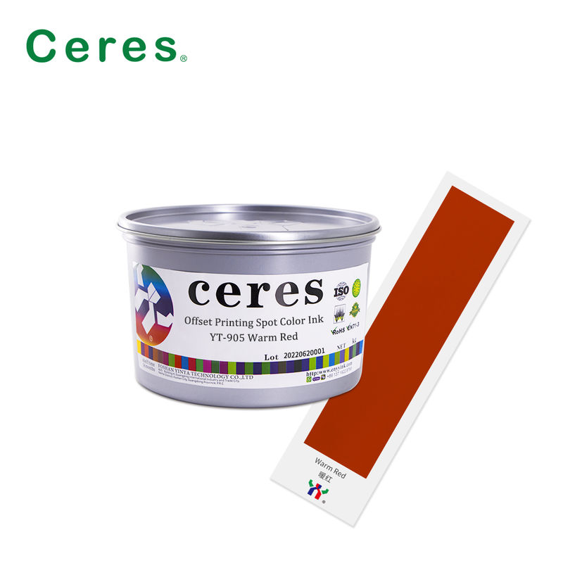 Tinta de impressão offset de cor de ponto Pantone vermelho quente de secagem rápida YT-905 com alta opacidade