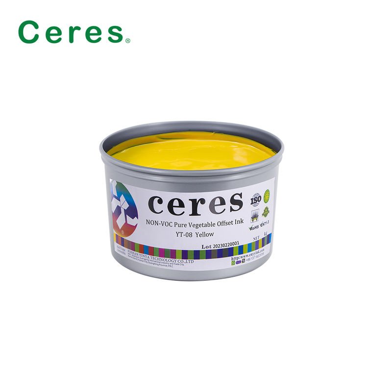 Tinta Ceres YT-08 à Base de Plantas para Impressão Offset CMYK - Tinta Ecológica de Alto Brilho para Embalagens de Papel e Cartão
