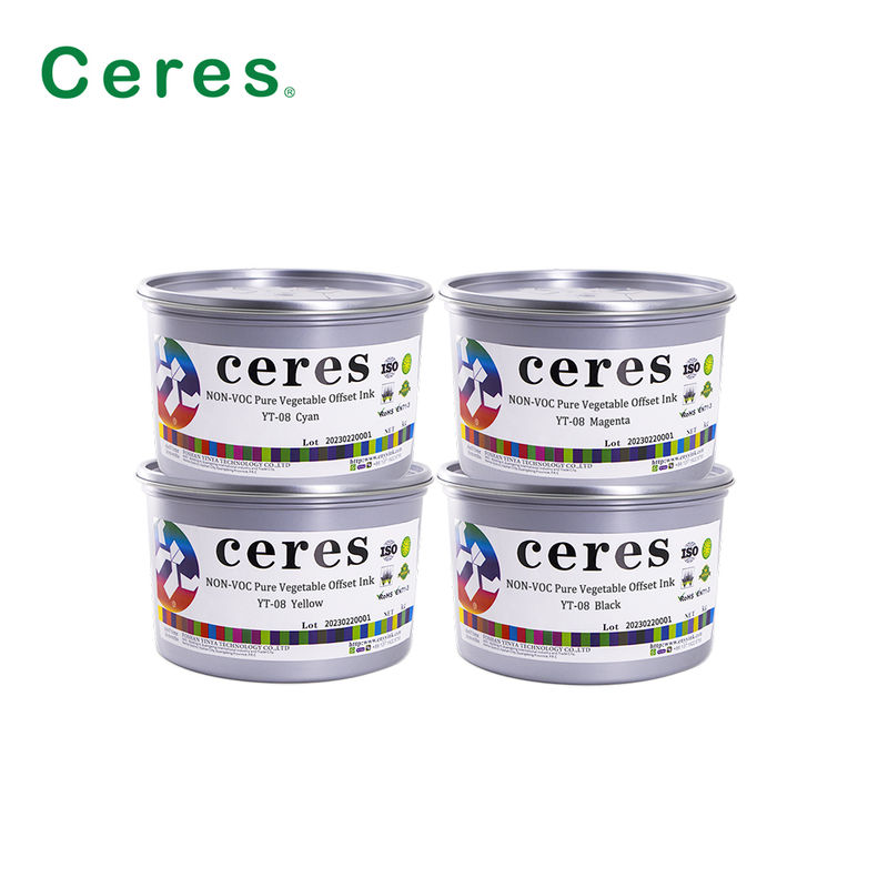Tinta Ceres YT-08 à Base de Plantas para Impressão Offset CMYK - Tinta Ecológica de Alto Brilho para Embalagens de Papel e Cartão