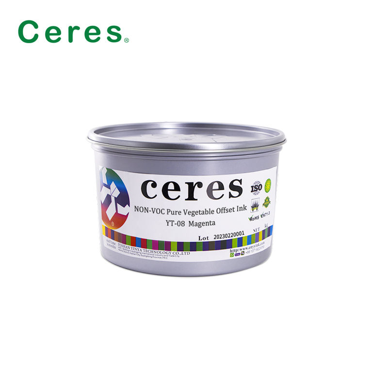 Tinta Ceres YT-08 à Base de Plantas para Impressão Offset CMYK - Tinta Ecológica de Alto Brilho para Embalagens de Papel e Cartão
