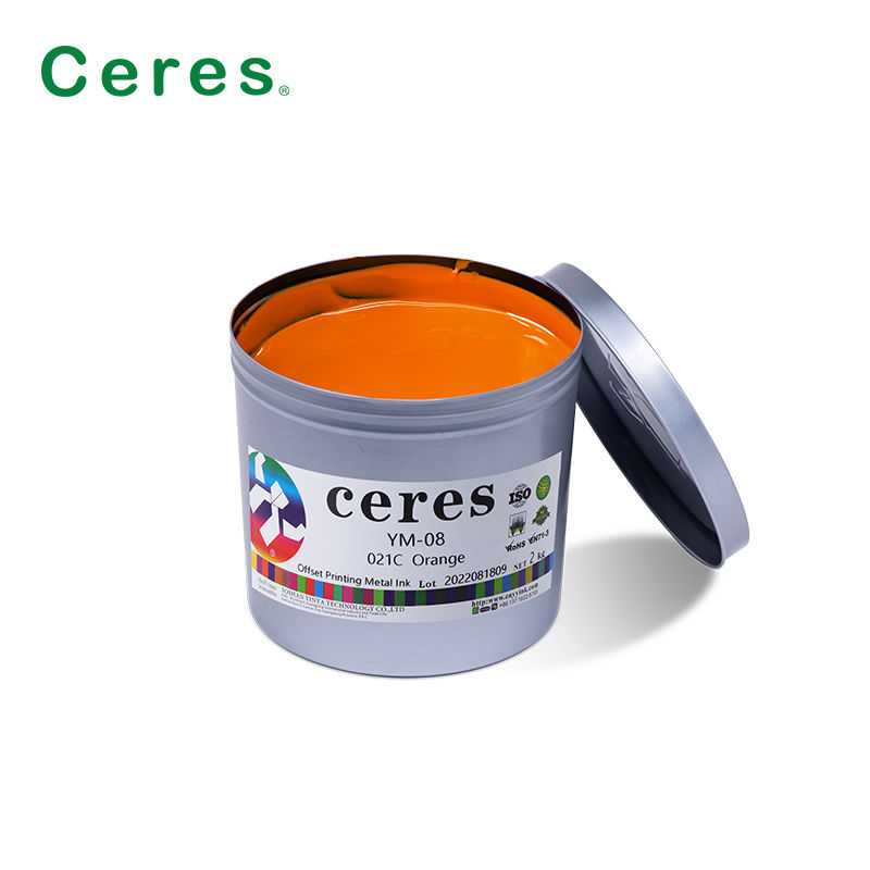 Tinta de impressão offset de cor laranja de cura UV para caixas cosméticas Tinta de impressão de metal YM-08 021C