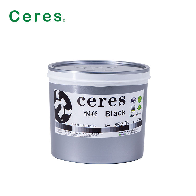 Tinta de impressão offset UV de cura preta YM-08 para caixas de cosméticos e decoração de metal