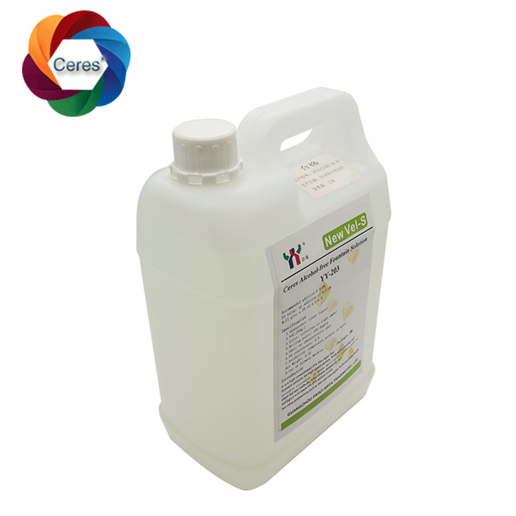 4.5ph 5.5ph Soluções de fonte sem álcool Impressão de offset Produtos químicos Impressora UV Verniz