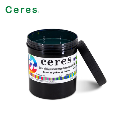 Tela que imprime a tinta sensível à temperatura um verde de 50 graus para amarelar